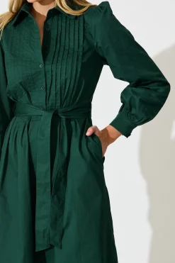 New Ellery Midi Dress in Emerald Cotton Dresses|Casual