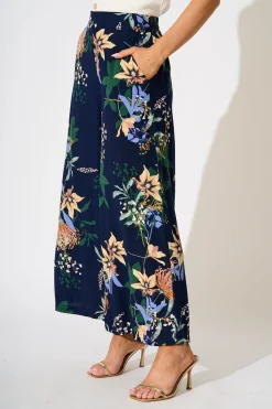 Clearance Ellery Pant in Navy Floral Bottoms|Pants