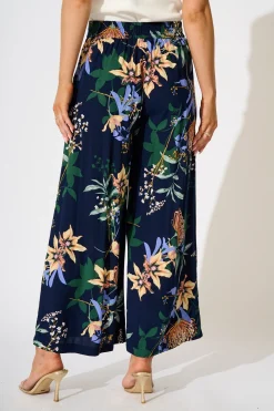 Clearance Ellery Pant in Navy Floral Bottoms|Pants