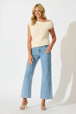 Discount Elsie Knit Top in Cream Cotton Blend Tops|Knitwear
