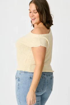 Discount Elsie Knit Top in Cream Cotton Blend Tops|Knitwear