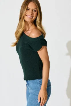Discount Elsie Knit Top in Emerald Cotton Blend Tops|Knitwear