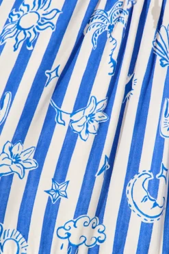 Fashion Emelyn Smock Dress in Blue and White Stripe Print Dresses|Casual