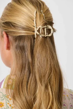 New Emma Hair Claw in Gold with Pearls Hair Accessories