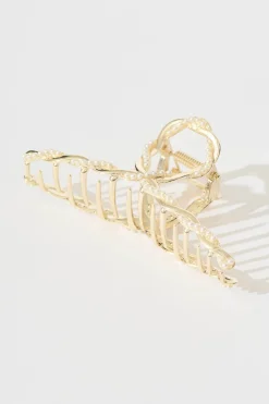 New Emma Hair Claw in Gold with Pearls Hair Accessories