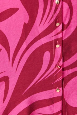 Fashion Emmanuella Shirt in Pink with Wine Print Tops|Workwear