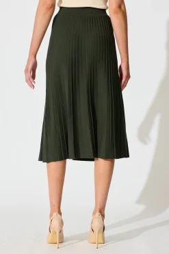 Clearance Empire Midi Knit Skirt in Emerald Knitwear|Knitwear