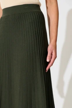 Clearance Empire Midi Knit Skirt in Emerald Knitwear|Knitwear