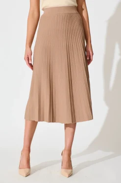 Fashion Empire Midi Knit Skirt in Mocha Knitwear|Knitwear