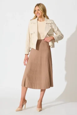 Fashion Empire Midi Knit Skirt in Mocha Knitwear|Knitwear