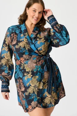 New Enchanted Garden Dress in Black Multi Floral Linen Blend Dresses|Party