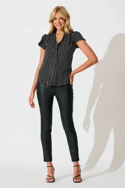 Fashion Erin Top in Black with White Polka Dot Tops