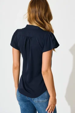 Discount Erin Top in Navy Tops|Workwear