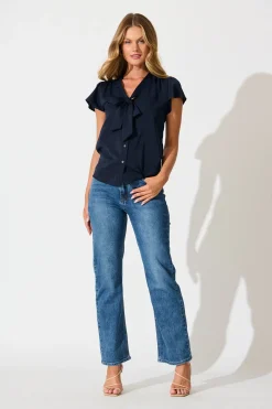Discount Erin Top in Navy Tops|Workwear