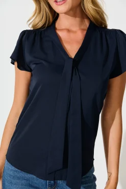 Discount Erin Top in Navy Tops|Workwear