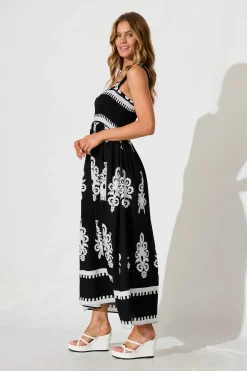 Online Evanston Maxi Dress In Black With White Print Dresses|Casual