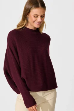 Sale Faye Knit in Wine Knitwear|Knitwear