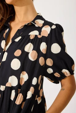 Online Felicia Shirt Dress In Black With Cream Spot Dresses|Casual