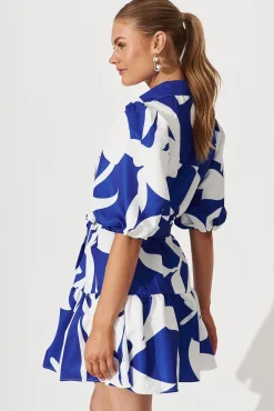 Clearance Fione Shirt Dress In Blue With White Print Dresses|Party