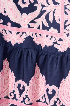 Online Flirtini Shirt Dress in Navy with Pink Placement Print Dresses|Party