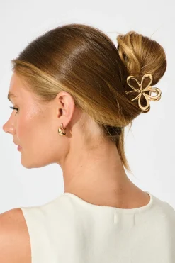 Online Floraly Metal Hair Claw in Rose Gold Hair Accessories
