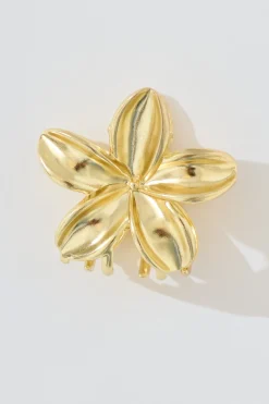 Sale Frangipani Mini Metal Hair Claw in Gold Hair Accessories