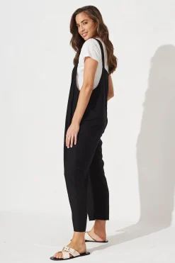 Outlet Freida Linen Jumpsuit In Black Bottoms|Playsuits & Jumpsuits