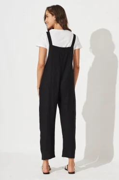 Outlet Freida Linen Jumpsuit In Black Bottoms|Playsuits & Jumpsuits