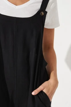 Outlet Freida Linen Jumpsuit In Black Bottoms|Playsuits & Jumpsuits