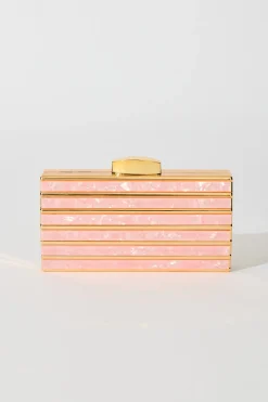 Clearance Gala Clutch Bag in Gold with Blush Acrylic Bags|Engagement Party