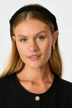 Discount Gina Braided Twist Headband in Black Corduroy Hair Accessories