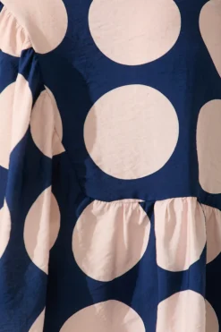 Discount Girona Top In Navy With Blush Spot Cotton Blend Tops|Casual