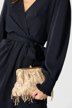 Clearance Glamour Clutch Bag in Rose Gold Sequin Bags|Engagement Party
