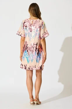 Best Glitter Siren Dress in Pink Multi Sequin Dresses|Party