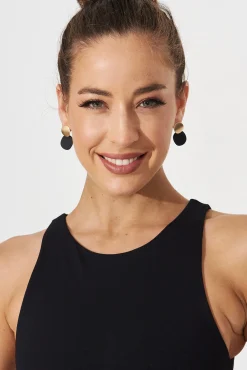 Clearance Gloria Earrings In Black With Gold Jewellery