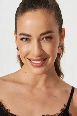 Sale Gloria Earrings In Blush With Gold Jewellery