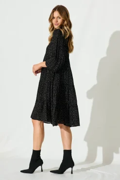 New Glorietta Smock Dress In Black Multi Speckle Dresses|Casual