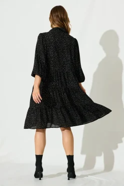 New Glorietta Smock Dress In Black Multi Speckle Dresses|Casual