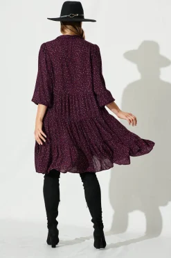 Clearance Glorietta Smock Dress In Plum Multi Speckle Dresses|Casual