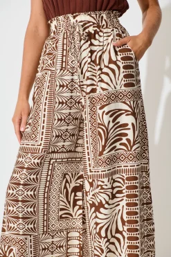 Best Goldie Wide Leg Pant in Chocolate and Cream Tile Print Bottoms