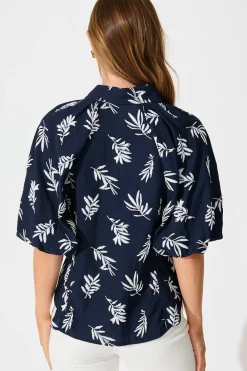 Best Good Love Shirt in Navy with White Leaf Tops|Party & Occasion