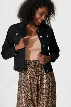 Fashion Gossip Denim Jacket In Black Wash Denim|Denim