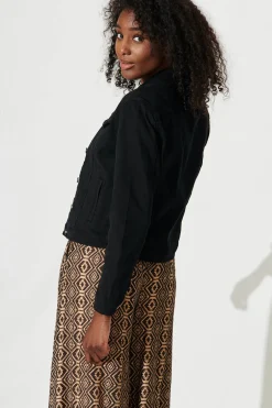 Fashion Gossip Denim Jacket In Black Wash Denim|Denim