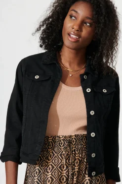 Fashion Gossip Denim Jacket In Black Wash Denim|Denim
