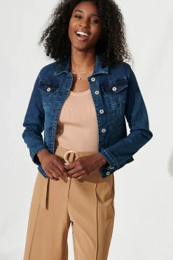 Clearance Gossip Denim Jacket In Dark Blue Wash Denim|Denim