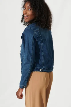 Clearance Gossip Denim Jacket In Dark Blue Wash Denim|Denim