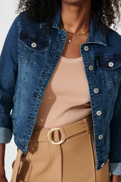 Clearance Gossip Denim Jacket In Dark Blue Wash Denim|Denim