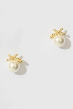 Sale Halley Earrings In Gold With Pearl Jewellery|Wedding Accessories