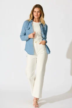 Fashion Harlow Shirt in Light Blue Chambray Tops|Casual
