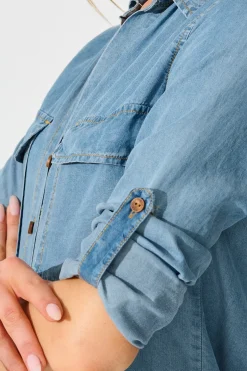 Fashion Harlow Shirt in Light Blue Chambray Tops|Casual